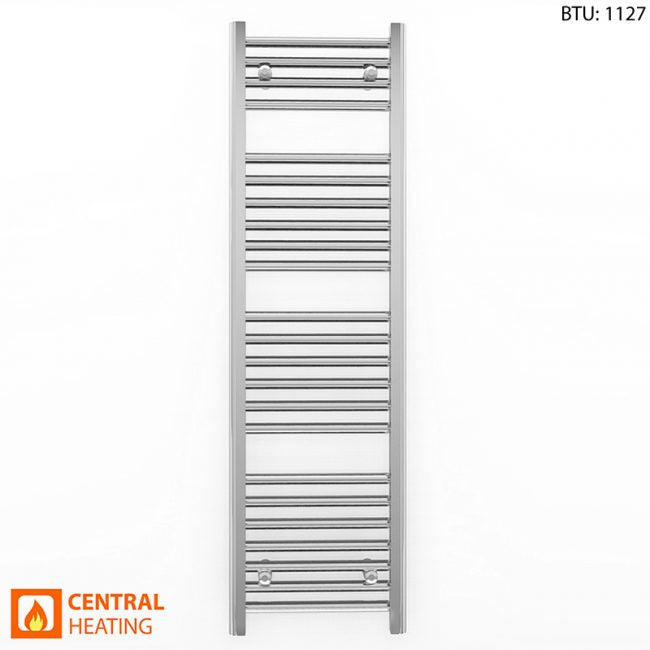 350mm Wide 1200mm High Flat Chrome Heated Towel Rail Radiator