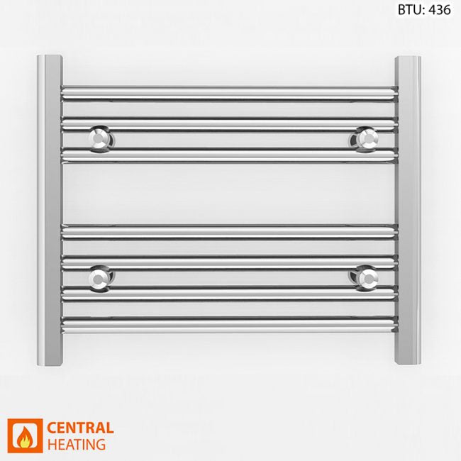 500mm Wide 400mm High Flat Chrome Heated Towel Rail Radiator