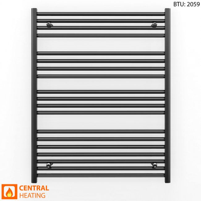 700mm Wide 1000mm High Flat Black Heated Towel Rail Radiator