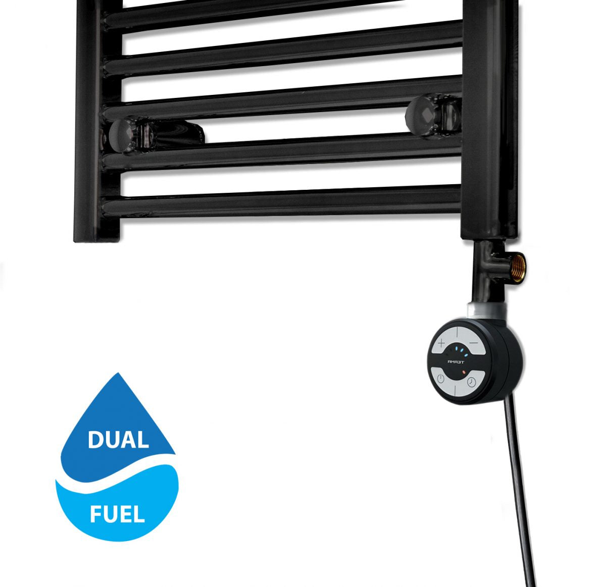 Terma MOA Thermostatic Electric Element for Heated Towel Rail Radiator Black Conversion Kit With T Pieces