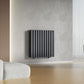 660mm x 600mm Anthracite Gray Designer Horizontal Double Column Radiator, 2851 BTU 