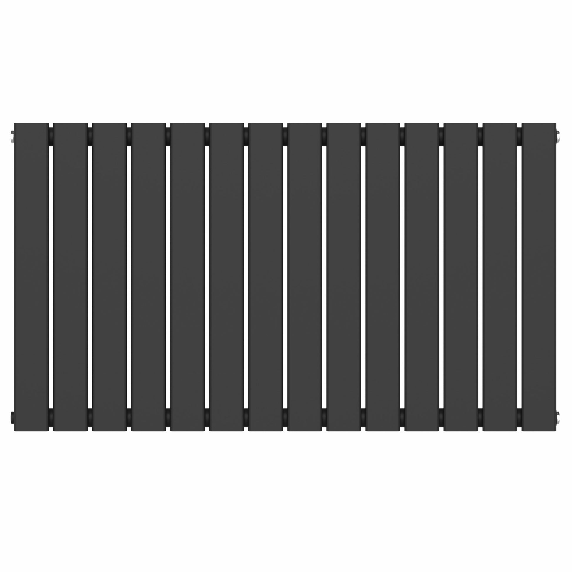 1060mm x 600mm Black Designer Horizontal Single Flat Panel Radiator, 2503 BTU