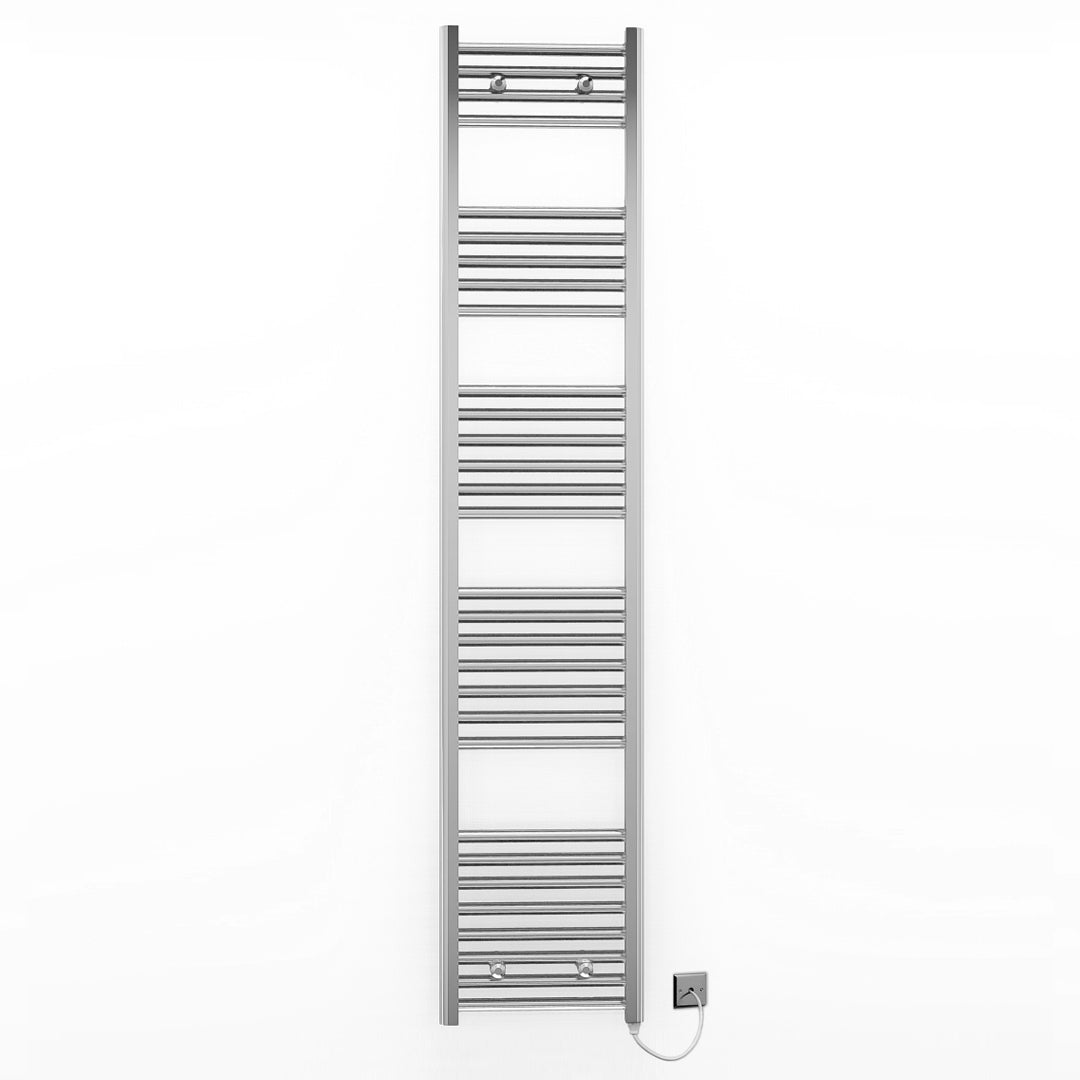  450mm Wide - 1700mm High Flat Chrome Electric Heated Towel Rail Radiator