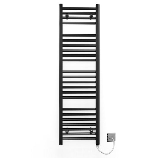 400mm Wide - 1200mm High Flat Black Electric Heated Towel Rail Radiator 