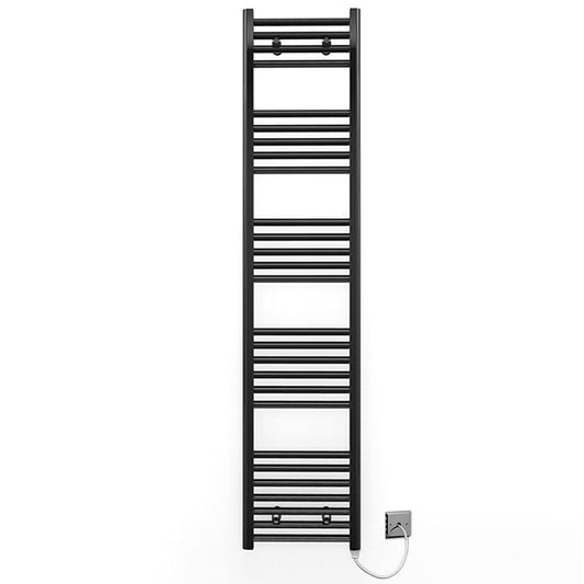 500mm Wide - 1600mm High Flat Black Electric Heated Towel Rail Radiator 