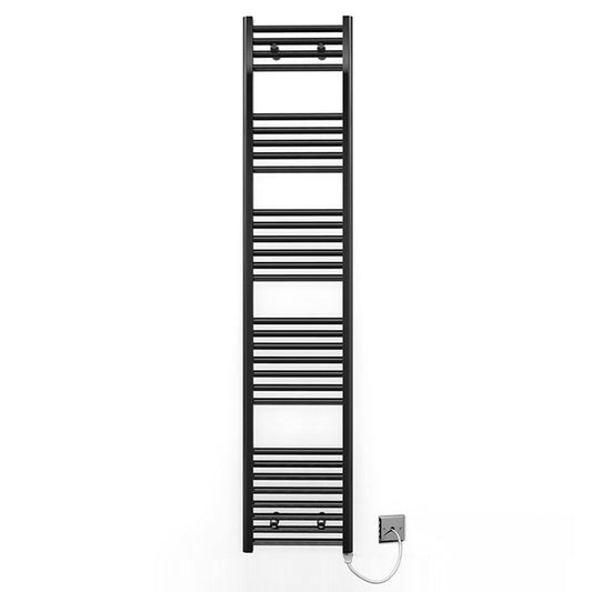 450mm Wide - 1700mm High Flat Black Electric Heated Towel Rail Radiator 