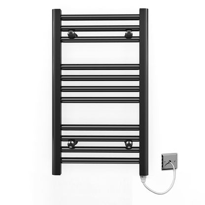  500mm Wide - 600mm High Flat Black Electric Heated Towel Rail Radiator 