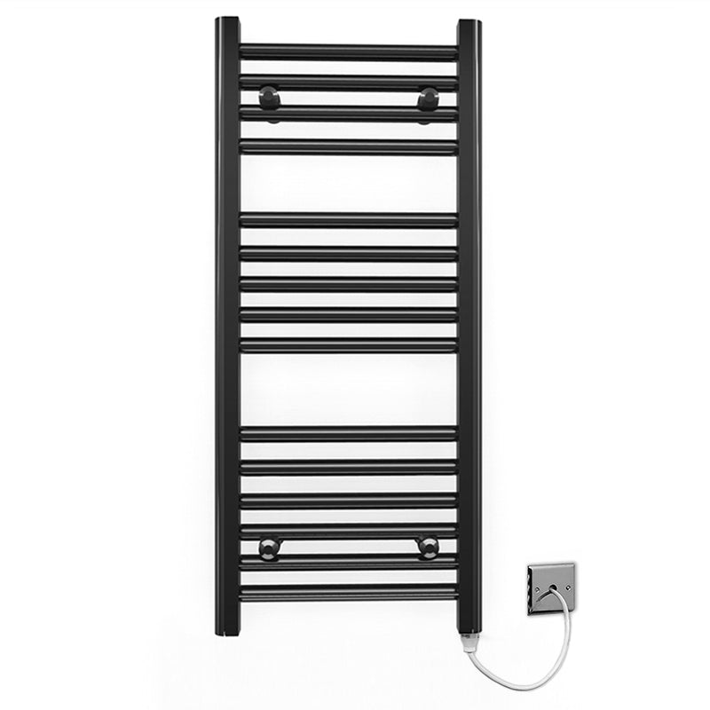  300mm Wide - 800mm High Flat Black Electric Heated Towel Rail Radiator