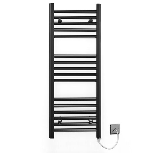 500mm Wide - 900mm High Flat Black Electric Heated Towel Rail Radiator 