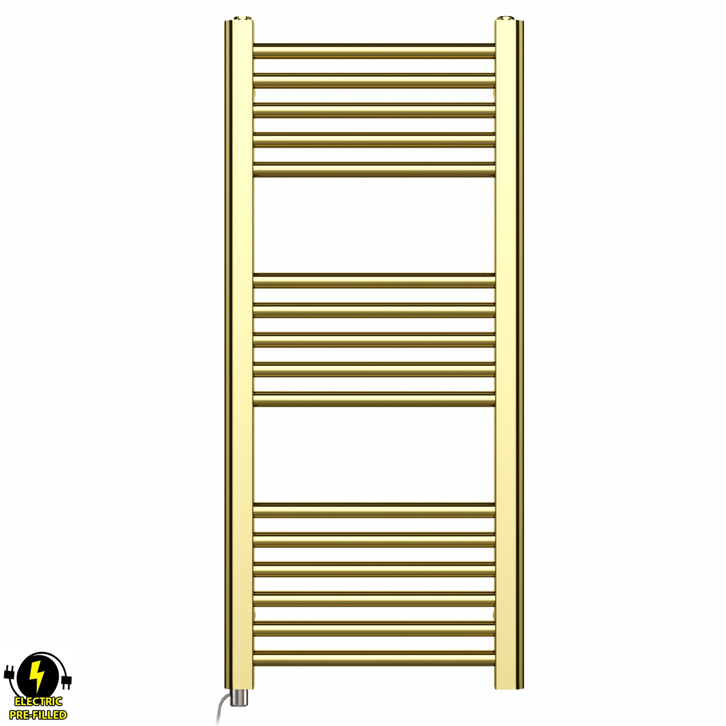  400mm Wide - 900mm High Shiny Gold Electric Heated Towel Rail Radiator