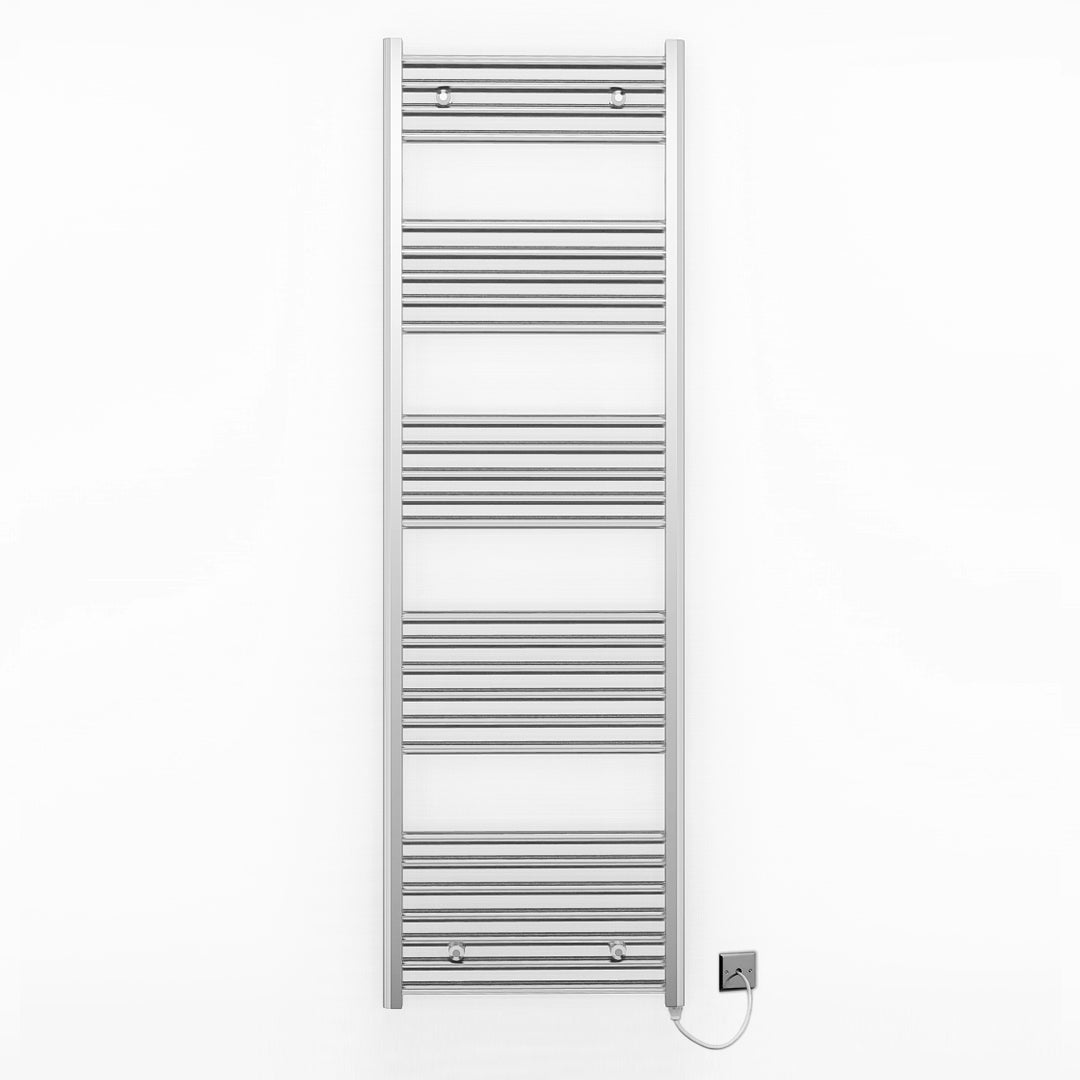  550mm Wide - 1600mm High Flat Chrome Electric Heated Towel Rail Radiator