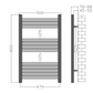 500mm Wide - 800mm High Aluminium Black Designer Heated Towel Rail Radiator 