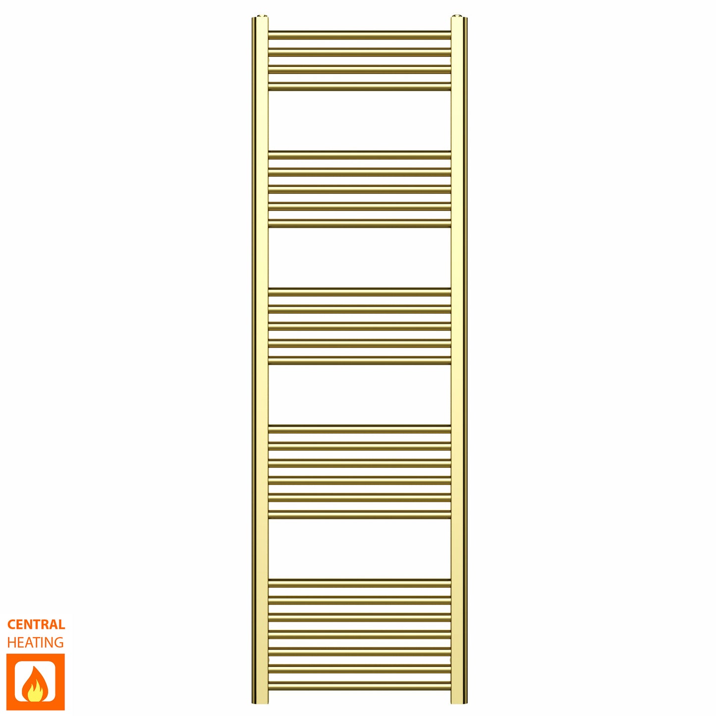  500mm Wide - 1600mm High Shiny Gold Heated Towel Rail Radiator