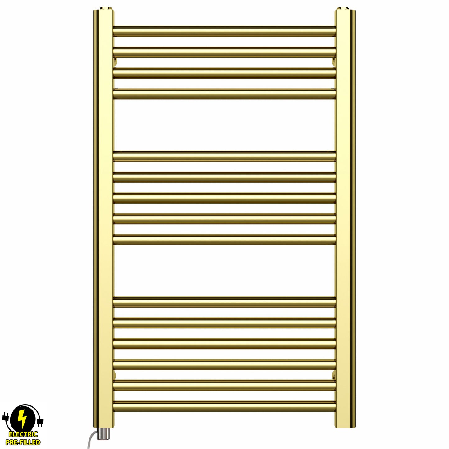  500mm Wide - 800mm High Shiny Gold Electric Heated Towel Rail Radiator