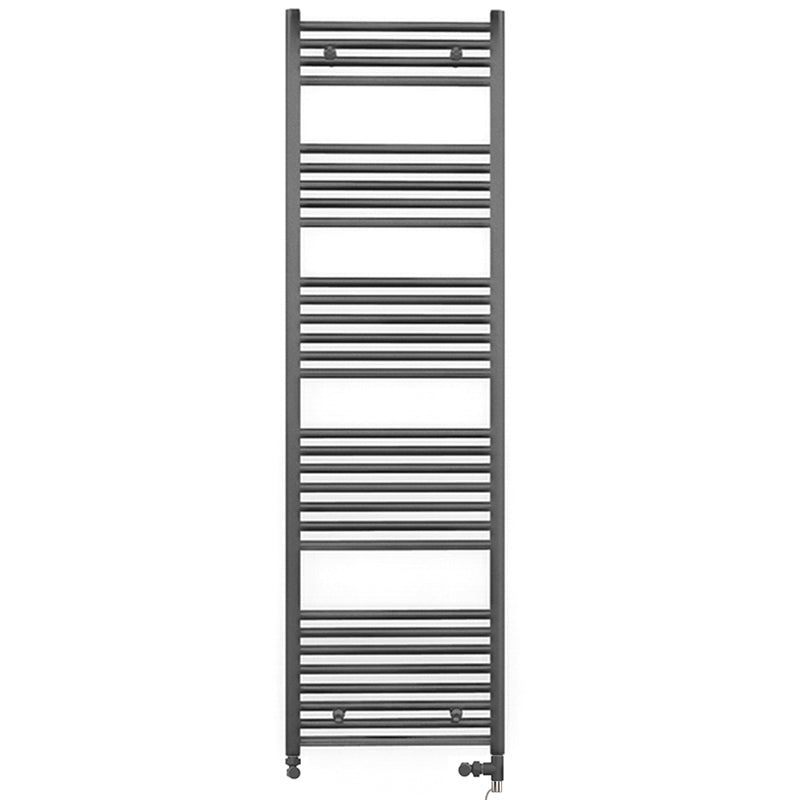  Dual Fuel 550 x 1700mm Straight Anthracite Grey Heated Towel Rail - (incl. Valves + Electric Heating Kit)