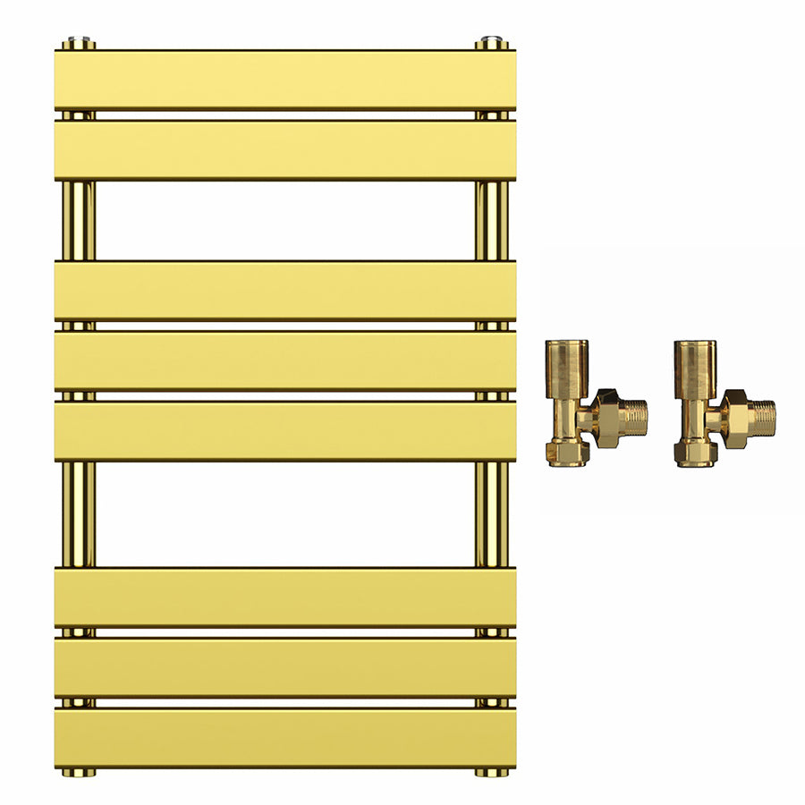  500mm Wide  x 800mm Shiny Gold Designer Bathroom Heated Panel Towel Rail Radiator