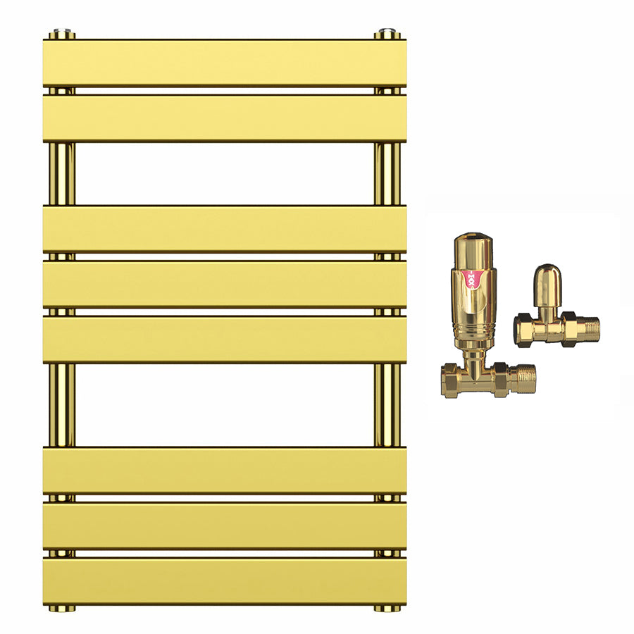  500mm Wide  x 800mm Shiny Gold Designer Bathroom Heated Panel Towel Rail Radiator