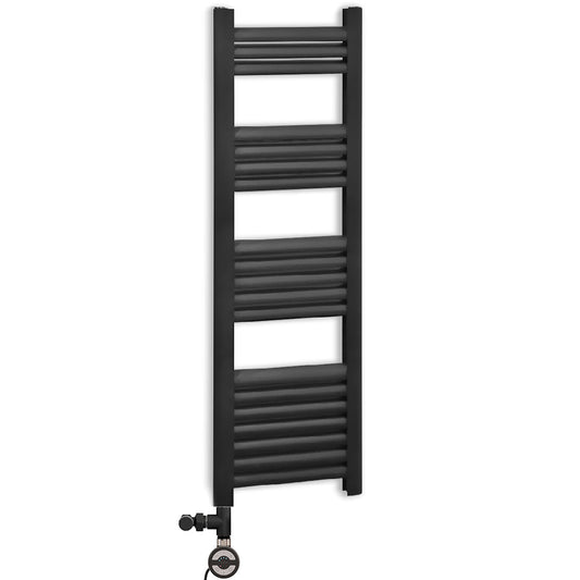 Dual Fuel 500mm x 1200mm Accuro Korle Matt Black Designer Heated Towel Rail Radiator 