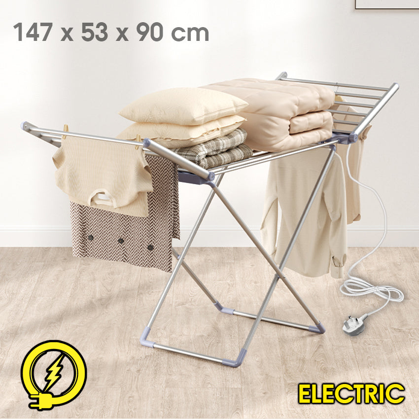  Electric Winged Airer Foldable Laundry Clothes Dryer Indoor Heated Rack