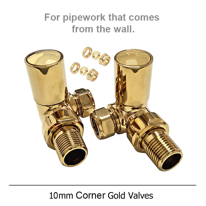 Modern Gold Round Corner Radiator Valves 10mm Pair – Myhomeware