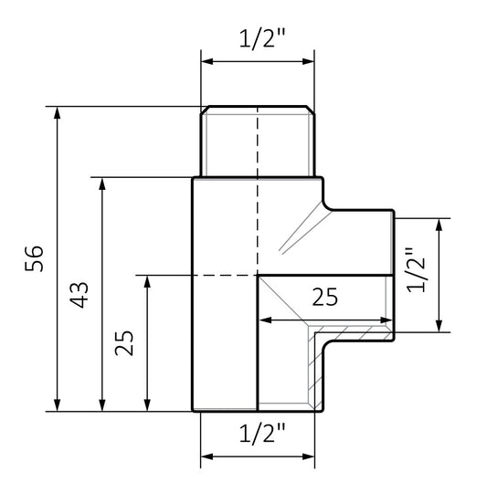 Heating Element Connector-Dual Fuel Gold T-Piece For Towel Rails 