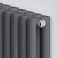 660mm x 600mm Anthracite Gray Designer Horizontal Double Column Radiator, 2851 BTU 