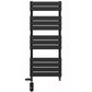 Dual Fuel 500 x 1200mm Flat Panel Matt Black Heated Towel Rail - (incl. Valves + Electric Heating Kit) 