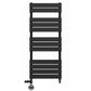 Dual Fuel 500 x 1200mm Flat Panel Matt Black Heated Towel Rail - (incl. Valves + Electric Heating Kit) 