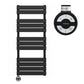 500mm Wide  x 1200mm Matt Black Designer Bathroom Electric Heated Panel Towel Rail Radiator 