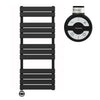 500mm Wide  x 1200mm Matt Black Designer Bathroom Electric Heated Panel Towel Rail Radiator