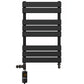 Dual Fuel 500 x 800mm Flat Panel Matt Black Heated Towel Rail - (incl. Valves + Electric Heating Kit) 