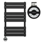 500mm Wide  x 800mm Matt Black Designer Bathroom Electric Heated Panel Towel Rail Radiator 