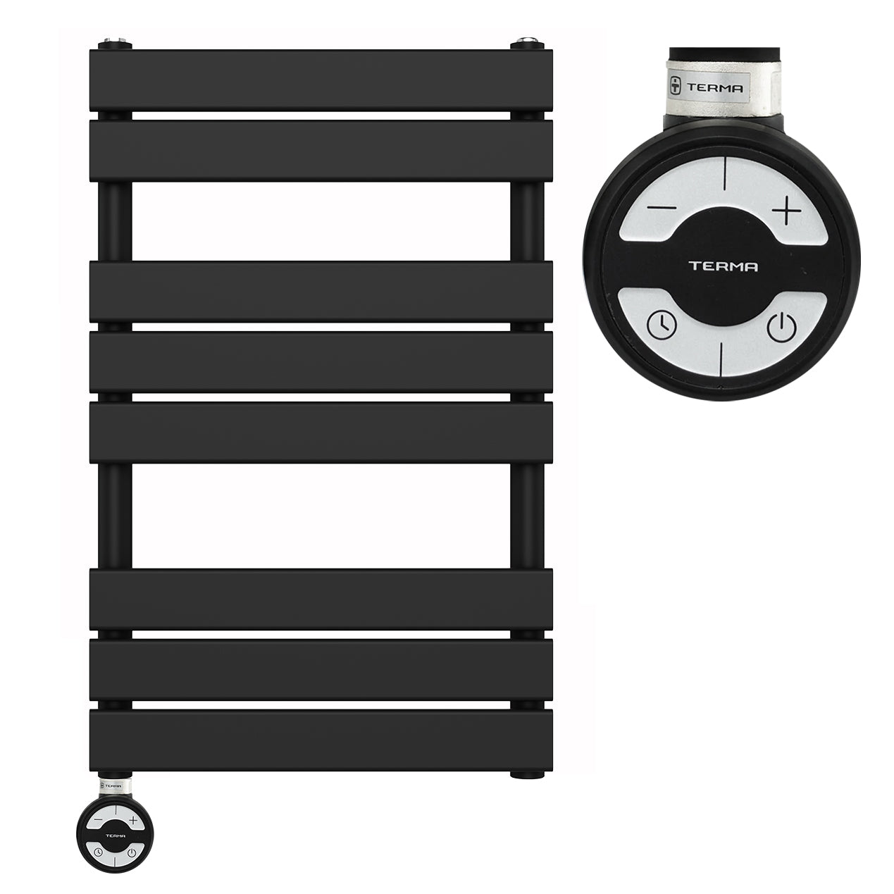  500mm Wide  x 800mm Matt Black Designer Bathroom Electric Heated Panel Towel Rail Radiator