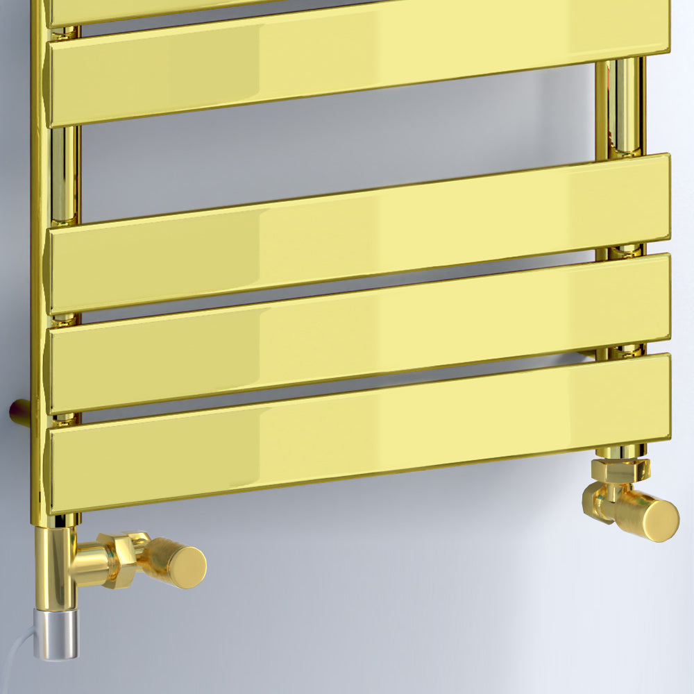  Dual Fuel -500 x 1200mm Straight Gold Panel Heated Towel Rail - (incl. Valves + Electric Heating Kit)