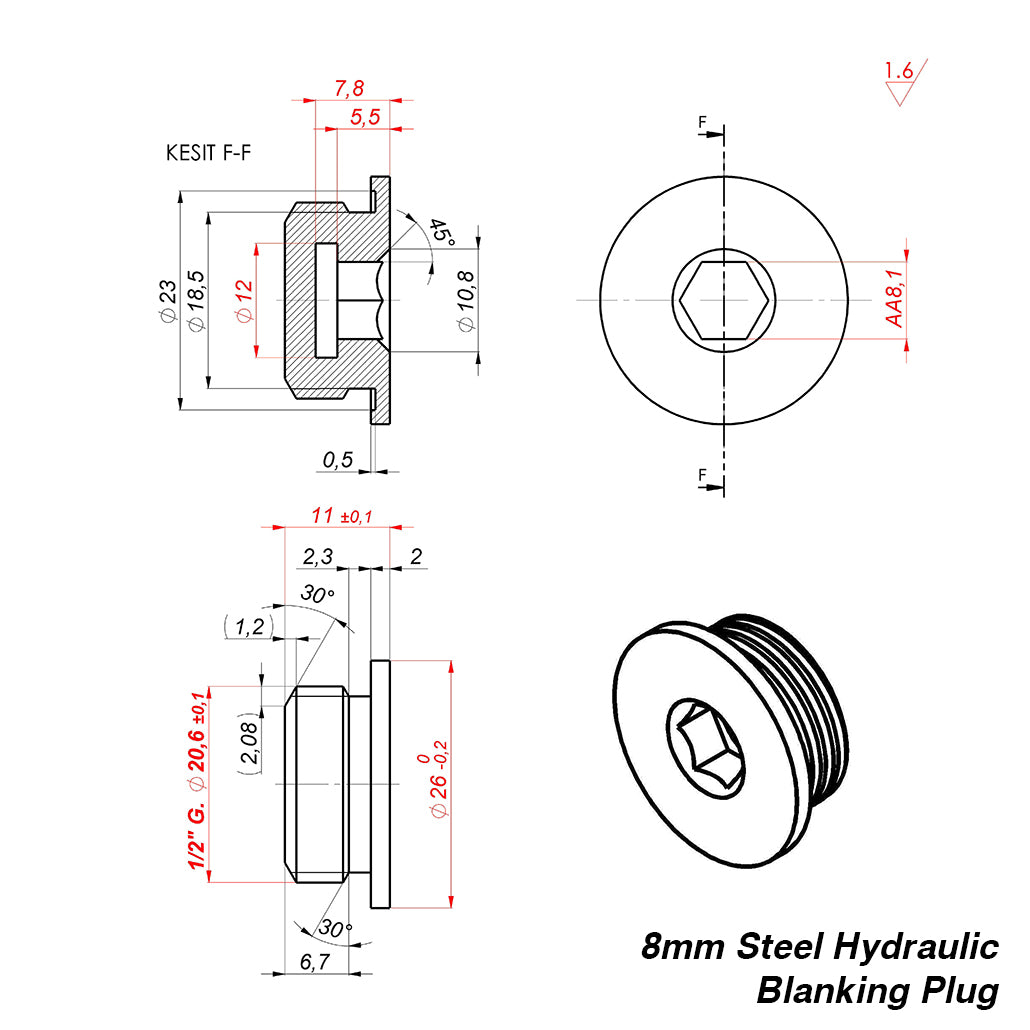  1/2" Inch Male Allen Key Socket Head Blanking Plug For Radiators and Towel Rails