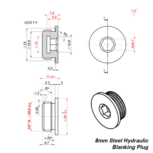 1/2" Inch Male Allen Key Socket Head Blanking Plug For Radiators and Towel Rails 