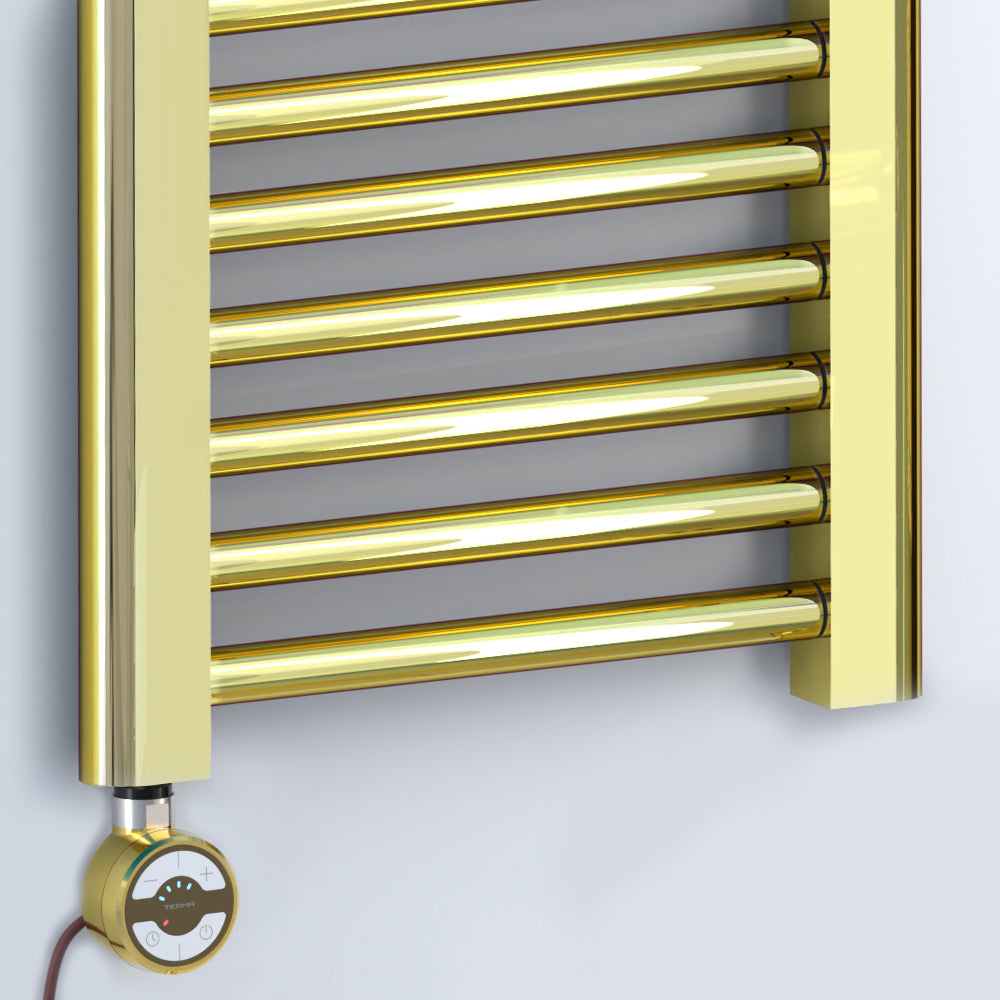  550mm Wide - 1000mm High Shiny Gold Electric Heated Towel Rail Radiator