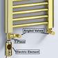 Dual Fuel 400 x 1600mm Shiny Gold Heated Towel Rail Radiator- (incl. Valves + Electric Heating Kit) 