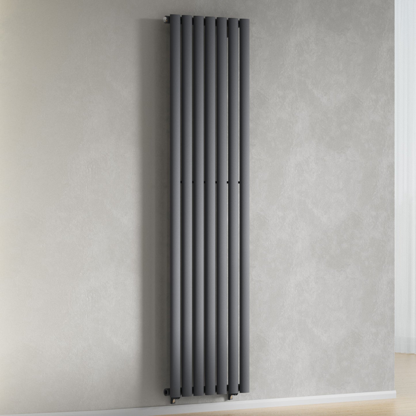  420mm x 1600mm Anthracite Gray Designer Vertical Single Column Radiator, 2373 BTU