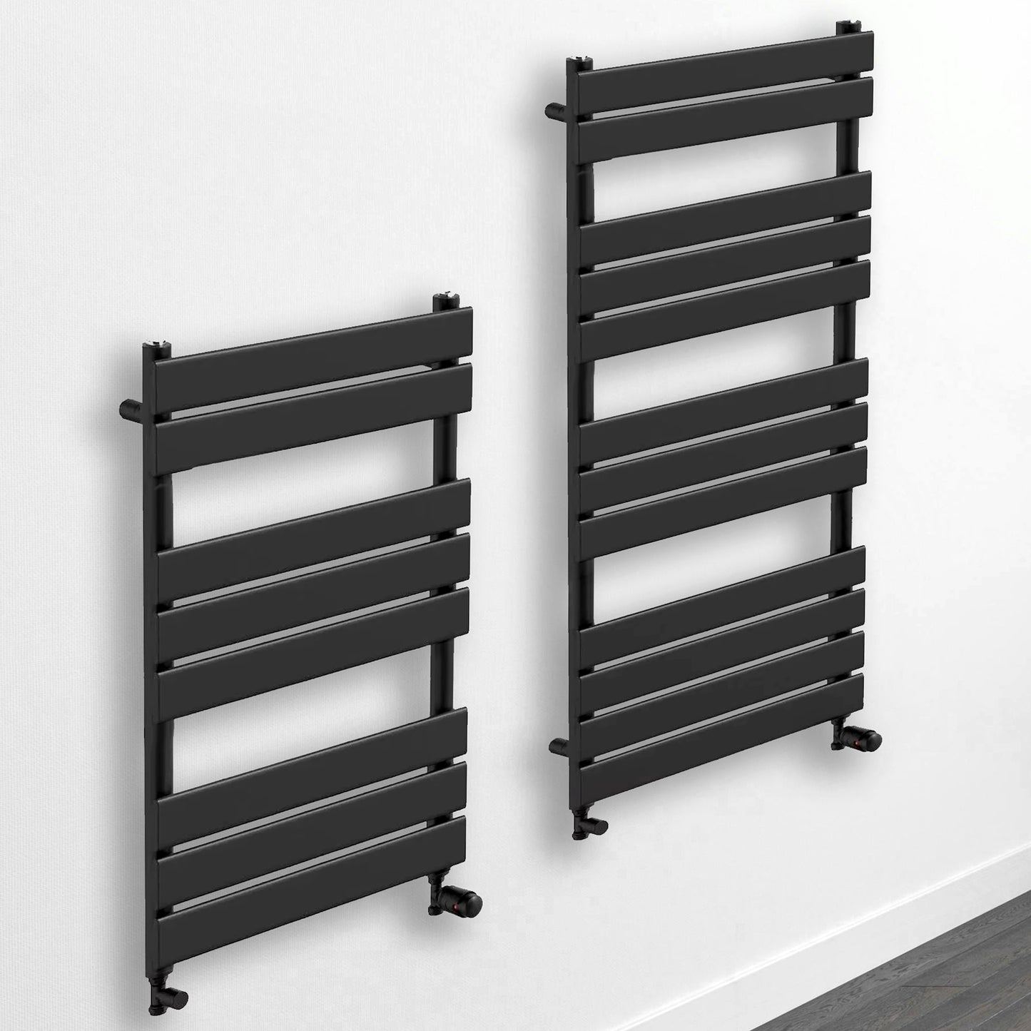  500mm Wide  x 1200mm Matt Black Designer Bathroom Heated Panel Towel Rail Radiator