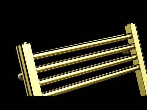 300mm Wide - 1600mm High Shiny Gold Heated Towel Rail Radiator 