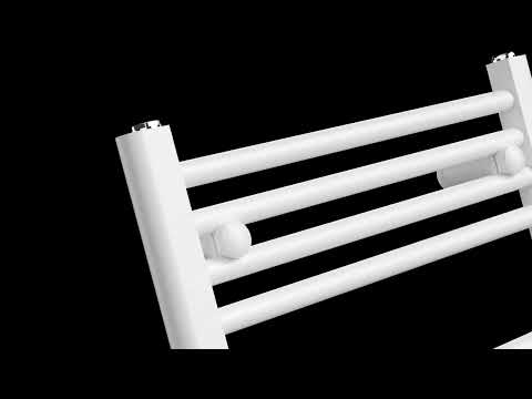 Dual Fuel 400 x 1200mm Straight White Heated Towel Rail - (incl. Valves + Electric Heating Kit) 