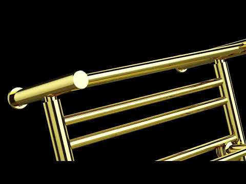 490mm Wide 680mm  High Gold Electric Towel Rail Radiator Top Shelf & Two Towel Holder OSLO For Bathroom & Kitchen 