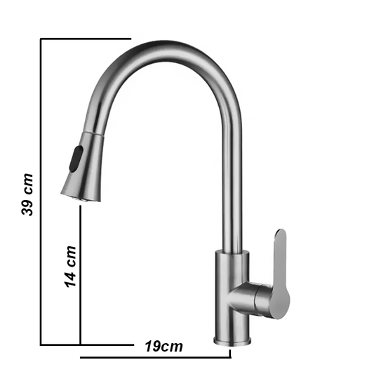 Stainless Kitchen Faucet 360 Flexible Pull Out Hose Dual Spray Chrome Tap Mixer Model KPY-30210 