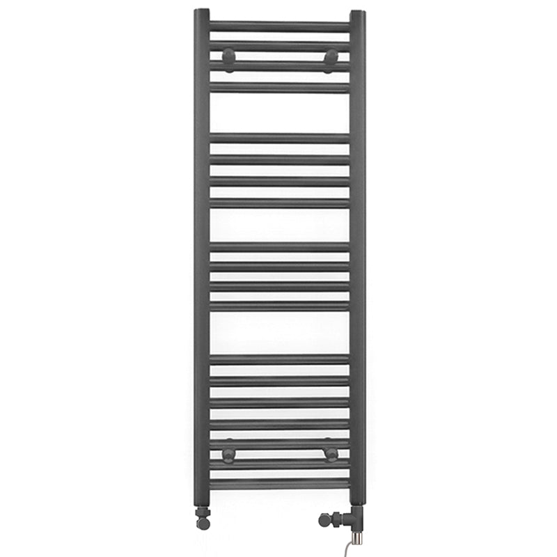  Dual Fuel 300 x 1000mm Straight Anthracite Grey Heated Towel Rail - (incl. Valves + Electric Heating Kit)