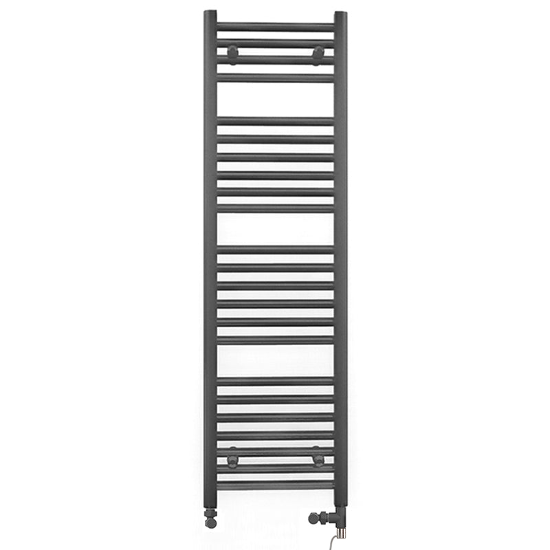  Dual Fuel 300 x 1200mm Straight Anthracite Grey Heated Towel Rail - (incl. Valves + Electric Heating Kit)