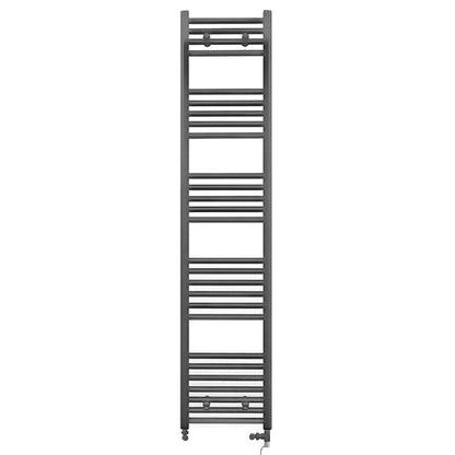  Dual Fuel 450 x 1600mm Straight Anthracite Grey Heated Towel Rail - (incl. Valves + Electric Heating Kit) 