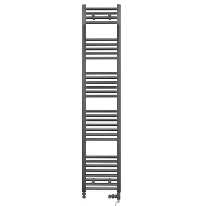  Dual Fuel 400 x 1700mm Straight Anthracite Grey Heated Towel Rail - (incl. Valves + Electric Heating Kit) 