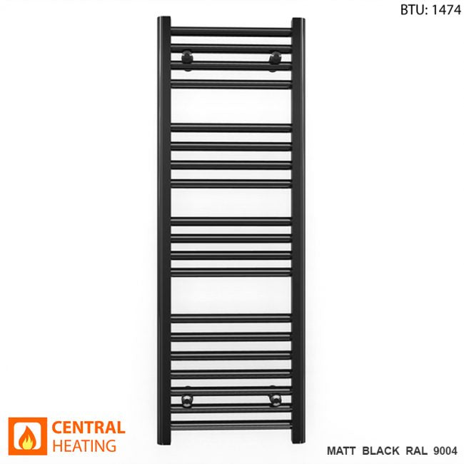 Black heated towel discount rail 400mm wide