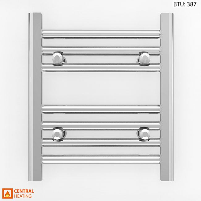  400mm Wide - 400mm High Flat Chrome Heated Towel Rail Radiator